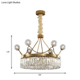 Contemporary Gold Crystal Crown Chandelier - 13-Bulb Suspension Pendant Light