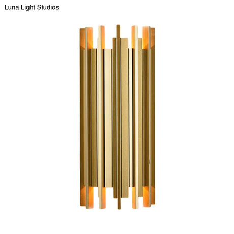 Contemporary Gold Cylindrical Wall Lamp With 2 Bulbs 19.5/31.5 Height