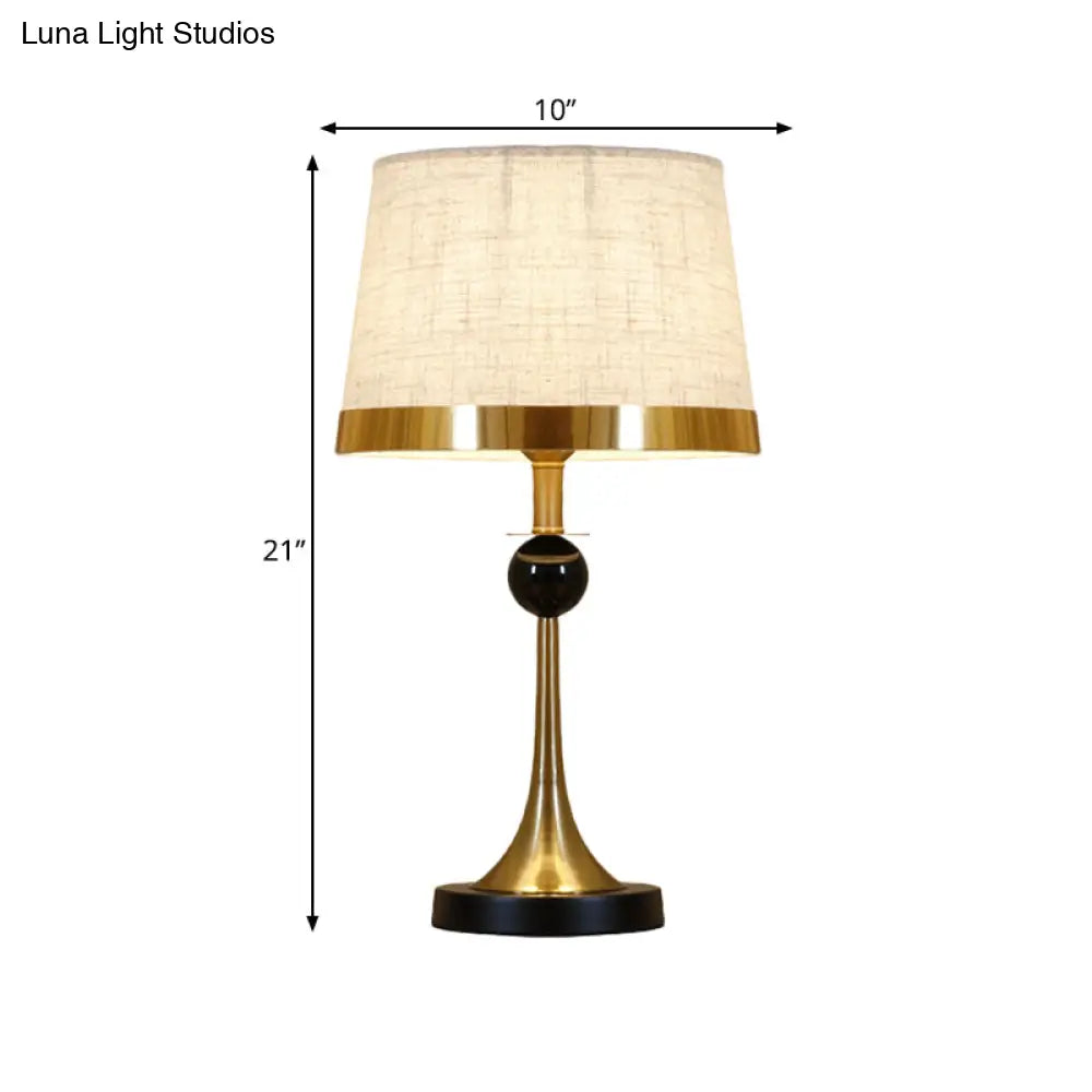 Contemporary Gold Desk Lamp With Beige Fabric Shade For Living Room Or Table