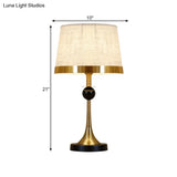 Contemporary Gold Desk Lamp With Beige Fabric Shade For Living Room Or Table