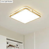 Contemporary Gold Finish Led Flush Mount Ceiling Light - Acrylic Rectangle Design