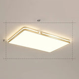 Contemporary Gold Finish Led Flush Mount Ceiling Light - Acrylic Rectangle Design / 43’ Remote