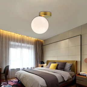 Contemporary Gold Finish Milk Glass Flush Mount Lighting - 6’/8’ W 1 Head Ceiling Light / 6’