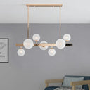 Contemporary Gold Frosted Glass Round Island Pendant Lighting - 7 Heads Fixture