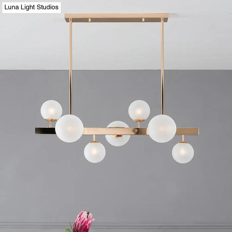 Contemporary Gold Frosted Glass Round Island Pendant Lighting - 7 Heads Fixture