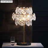 Contemporary Gold Ice Flower Crystal Reading Lamp Hexagonal Task Lighting 6 Heads