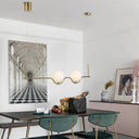 Contemporary Gold Island Lamp With 2 Heads Spherical White Glass Shade Dining Room Hanging Light Kit