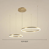Contemporary Gold Led 2-Layer Chandelier Pendant Light With Metallic Ring / 23.5’
