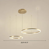 Contemporary Gold Led 2-Layer Chandelier Pendant Light With Metallic Ring / 31.5’