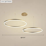 Contemporary Gold Led 2-Layer Chandelier Pendant Light With Metallic Ring