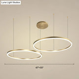 Contemporary Gold Led 2-Layer Chandelier Pendant Light With Metallic Ring