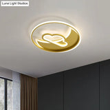 Contemporary Gold Led Ceiling Lamp With Star/Loving Heart Acrylic Shade - Flush Mount Fixture For