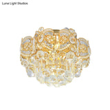 Contemporary Gold Led Crystal Ball Ceiling Flush Mount Light - 16’/23.5’ Width