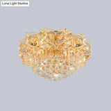 Contemporary Gold Led Crystal Ball Ceiling Flush Mount Light - 16’/23.5’ Width