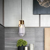 Contemporary Gold Droplet Crystal Pendant Led Ceiling Light