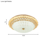 Contemporary Gold Led Flush Ceiling Light With Opal Texture Glass Shade - 16’/19.5’ Diameter