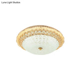 Contemporary Gold Led Flush Ceiling Light With Opal Texture Glass Shade - 16’/19.5’ Diameter