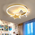 Contemporary Gold Led Flush Mount Lamp With Star Design - Bedroom Ceiling Fixture In Warm/White