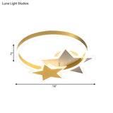 Contemporary Gold Led Flush Mount Lamp With Star Design - Bedroom Ceiling Fixture In Warm/White