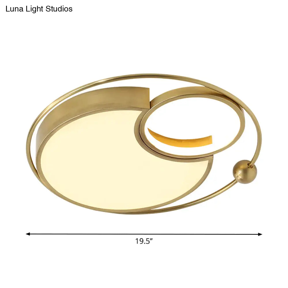 Contemporary Gold Led Flush Mount Light For Bedroom