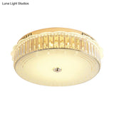 Contemporary Gold Led Flush Mount Light With Clear Crystal Blocks For Bedroom Ceiling