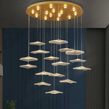 Contemporary Gold Lotus Leaf Led Staircase Light Pendant - Acrylic Multi 16 / Warm