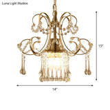 Contemporary Gold Metal Chandelier with Crystal Accent 3 Lights Ceiling Pendulum Lamp Gold
