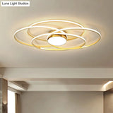Contemporary Gold Metal Flush Mount Led Ceiling Light With Circle Ring Design - Warm/White For