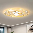 Contemporary Gold Metal Flush Mount Led Ceiling Light With Circle Ring Design - Warm/White For