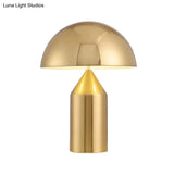 Contemporary Gold Metal Hemisphere Nightstand Lamp - 10/15 Wide 3 Adjustable Reading Light Heads