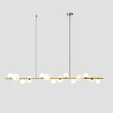Contemporary Gold Metal Island Pendant Light With Glass Sphere For Dining Table 14 / Cream