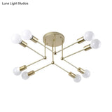 Contemporary Gold Metal Radial Chandelier Ceiling Light With 8 Heads