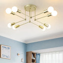 Contemporary Gold Metal Radial Chandelier Ceiling Light With 8 Heads