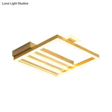 Contemporary Gold Metal Shade Flush Mount Ceiling Light Fixture - Square - Frame 18’/25.5’ Width
