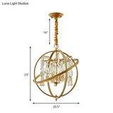 Contemporary Gold Orb Chandelier: 5-Light Metal Ceiling Pendant With Crystal Accent