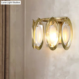 Contemporary Gold Oval Sconce With Cut Crystal Detail - Perfect Wall Fixture For Living Room