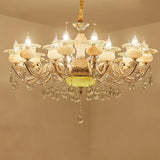 Contemporary Gold Petal Chandelier Lamp With Crystal Draping 18 /