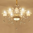Contemporary Gold Petal Chandelier Lamp With Crystal Draping 6 /