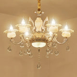 Contemporary Gold Petal Chandelier Lamp With Crystal Draping 6 /