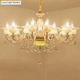 Contemporary Gold Petal Chandelier Lamp With Crystal Draping