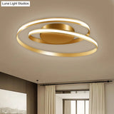 Contemporary Gold Spiral Ring Led Ceiling Fixture In Warm/White Light Flush Mounted - 18/23.5 Wide