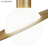 Contemporary Gold Suspension Pendant Light With White Glass And Ring