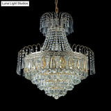 Contemporary Gold Tiered Bedroom Chandelier - Crystal 10-Light Ceiling Fixture