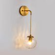 Contemporary Gold Wall Mounted Lamp With Clear Dimpled Blown Glass - Round Sconce