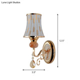 Contemporary Gold Wall Sconce 1 Light Textured Glass Mount Fixture Ideal For Living Room
