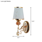 Contemporary Gold Wall Sconce 1 Light Textured Glass Mount Fixture Ideal For Living Room