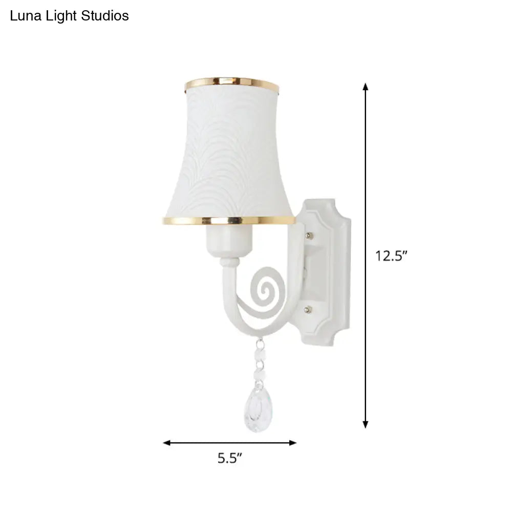 Contemporary Gold Wall Sconce 1 Light Textured Glass Mount Fixture Ideal For Living Room