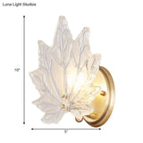 Contemporary Gold Wall Sconce: Maple Leaf Bedroom Light With Clear Crystal 1 Head Fixture