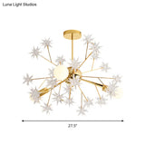 Contemporary Golden Sputnik Chandelier: 3-Light Metal Pendant Lamp With Star Accent