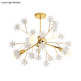 Contemporary Golden Sputnik Chandelier: 3-Light Metal Pendant Lamp With Star Accent